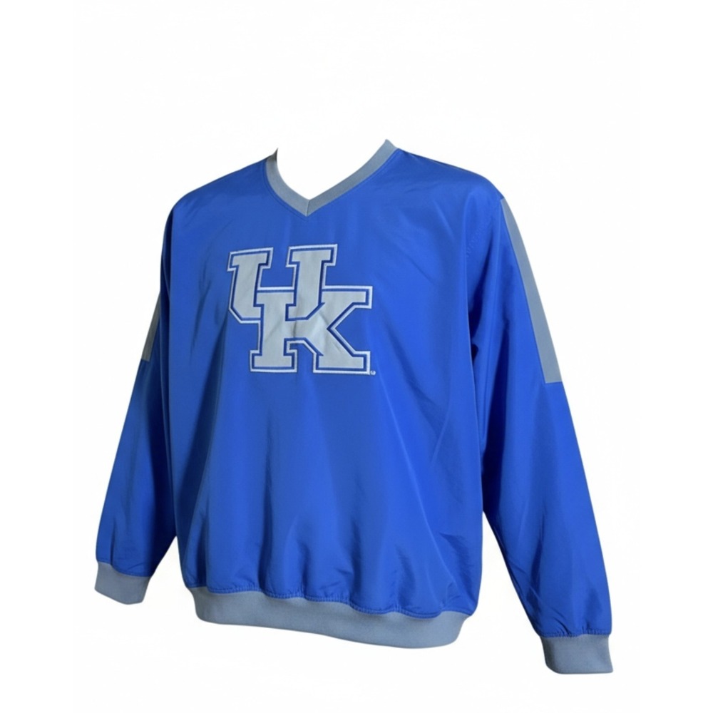 Kentucky Wildcats UK Pullover Windbreaker Jacket Blue Gray Trim Men's Large B12